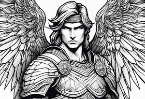 Male angel warrior tattoo idea
