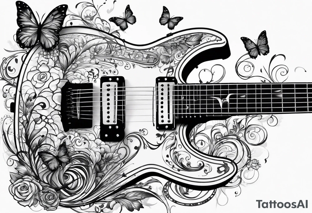 Guitar, butterfly, rainbow, Xbox tattoo idea