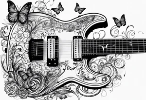 Guitar, butterfly, rainbow, Xbox tattoo idea