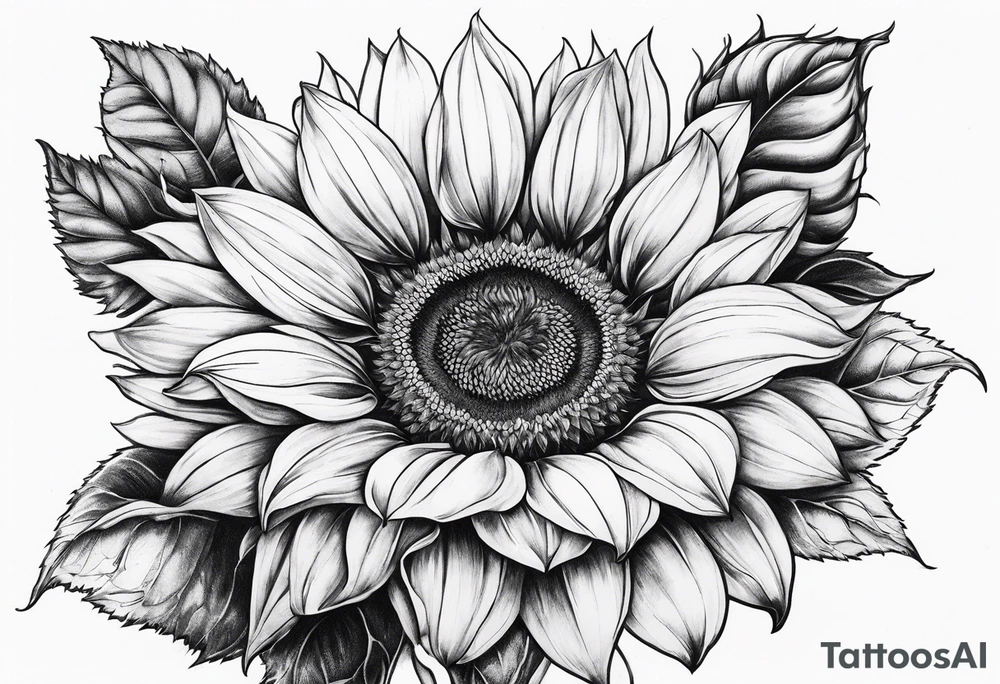 Sunflower, rose flower tattoo idea