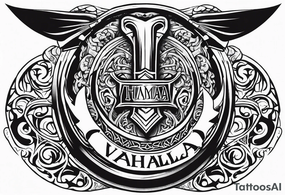 Valhalla sword shield axe armour tattoo idea