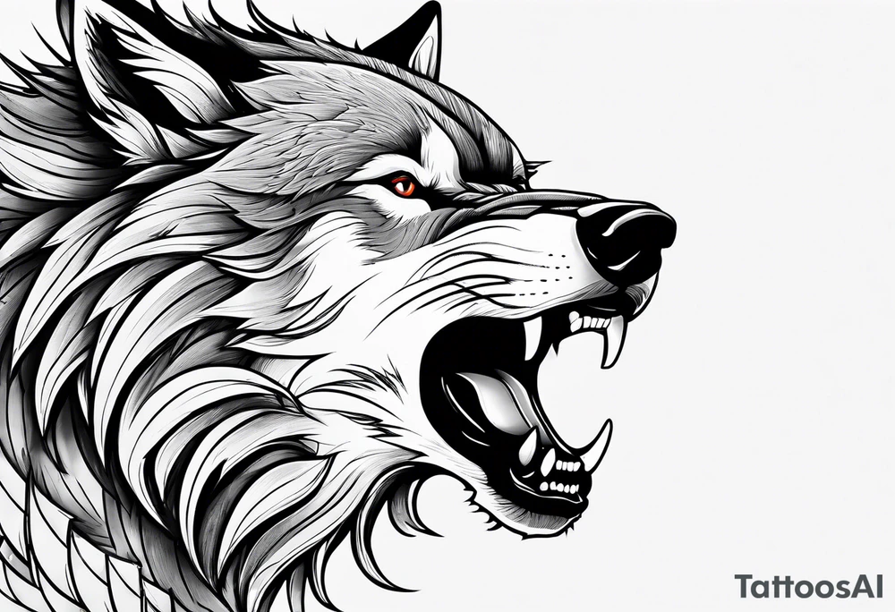 angry alpha wolf tattoo idea