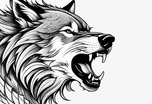 angry alpha wolf tattoo idea