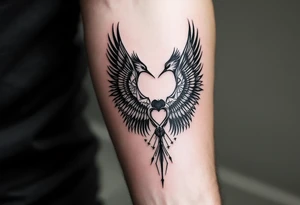 deux corbeau
épée 
un crane
un coeur tattoo idea