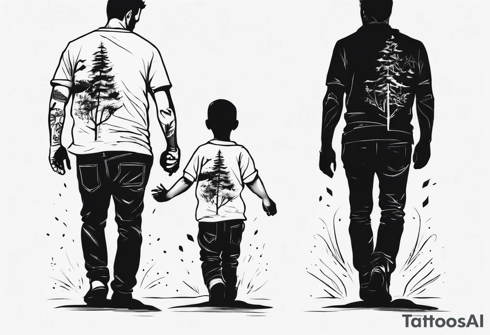 dad and son walks away tattoo idea