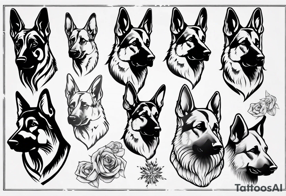 German shepherd profile tattoo idea