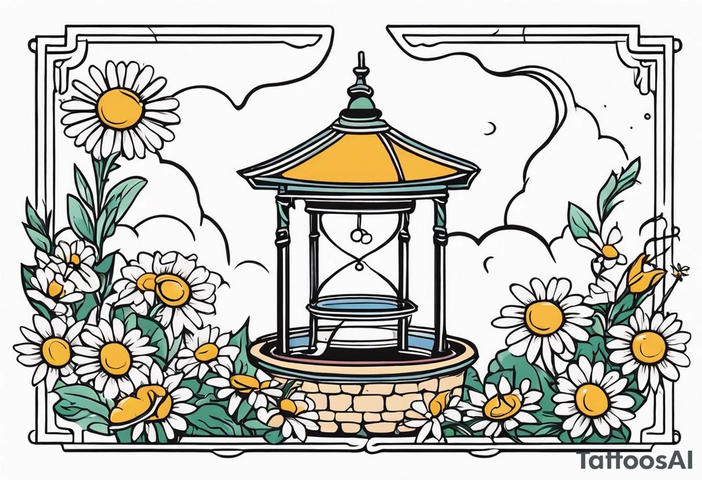 Wishing well palindrome adorned with a daisy tattoo idea