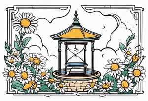Wishing well palindrome adorned with a daisy tattoo idea
