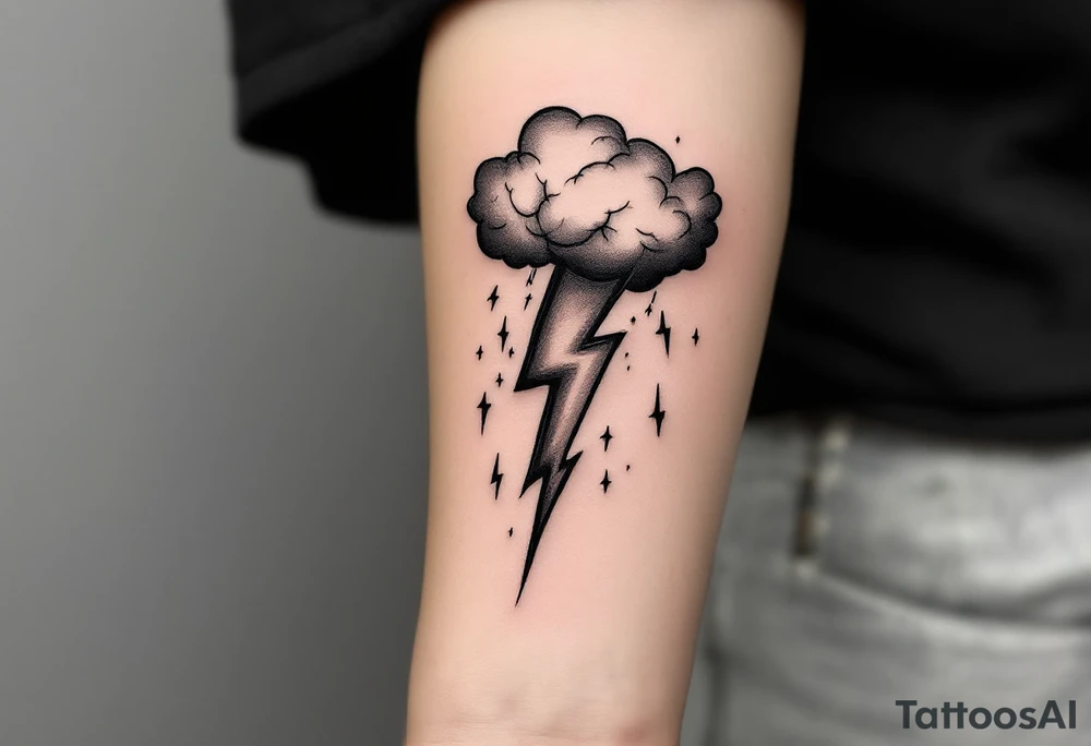 Thunderstorms with music symbol tattoo idea