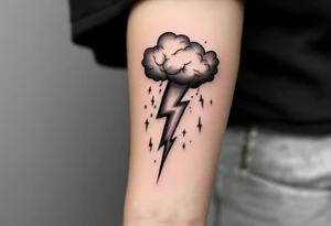 Thunderstorms with music symbol tattoo idea