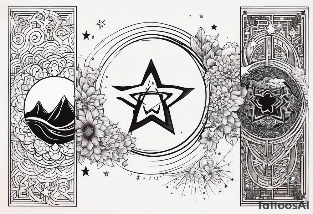 3 stars space art tattoo with deep meaning of happy future and hope tattoo idea