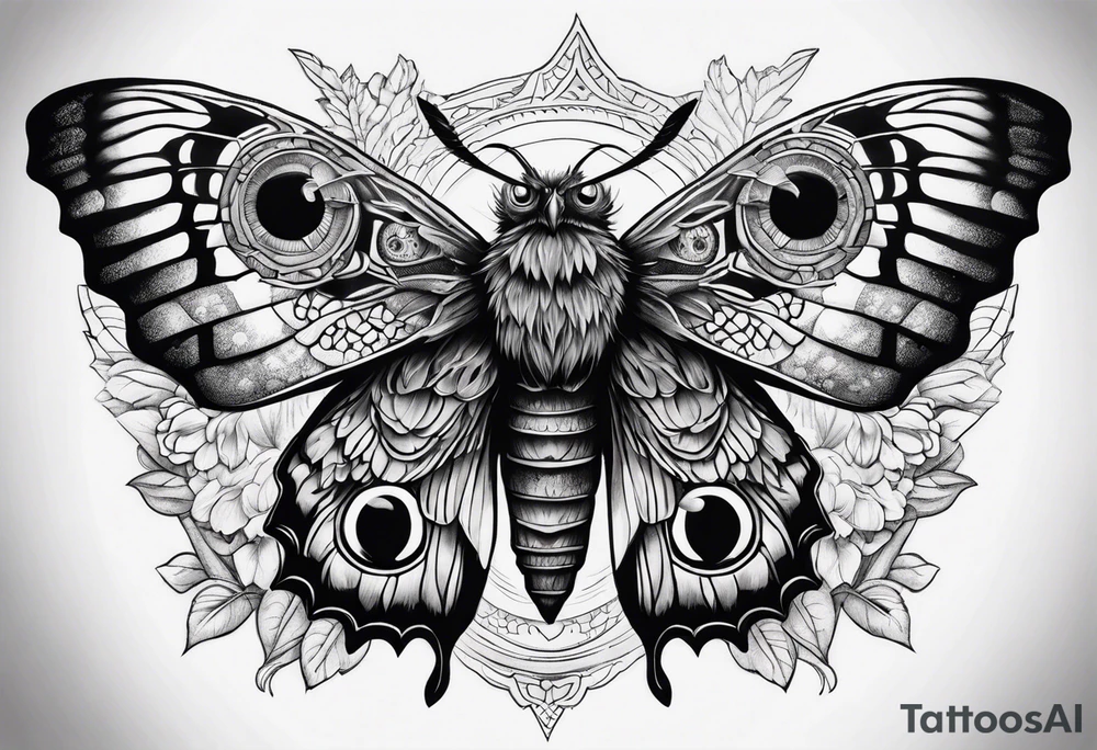 Dead head moth with owl eyes tattoo idea