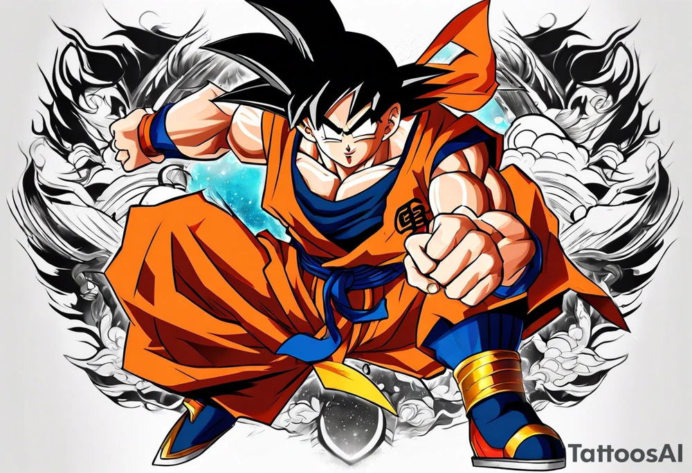 Sleeve tattoo topete name goku, tattoo idea
