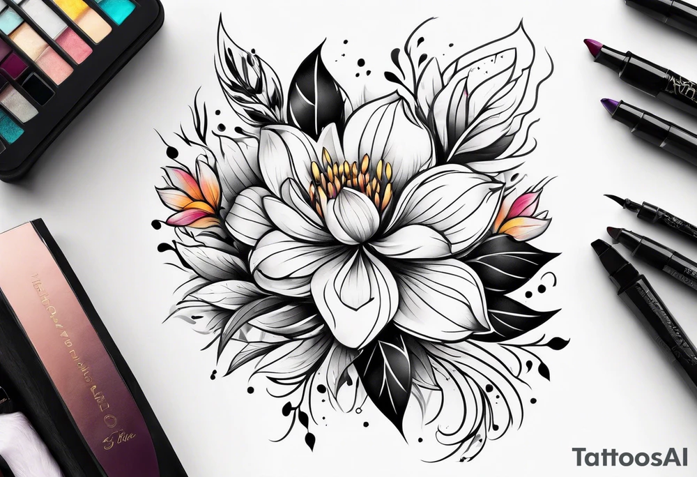 Arm tattoo of colorful flowers tattoo idea