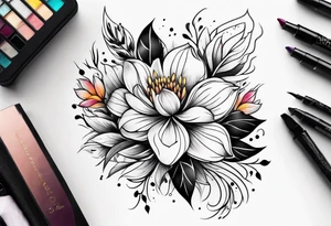Arm tattoo of colorful flowers tattoo idea