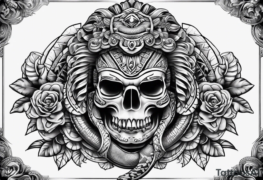aztec snake sleeve tattoo idea