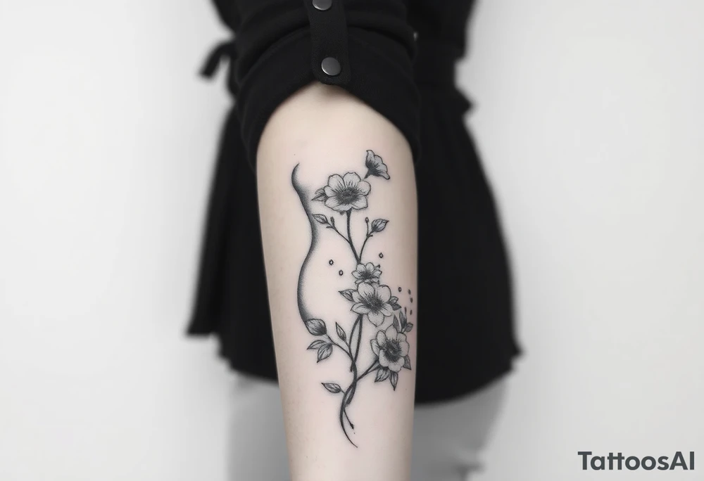 a creepy tattoo of a girls body but with flowers to represent growth tattoo idea