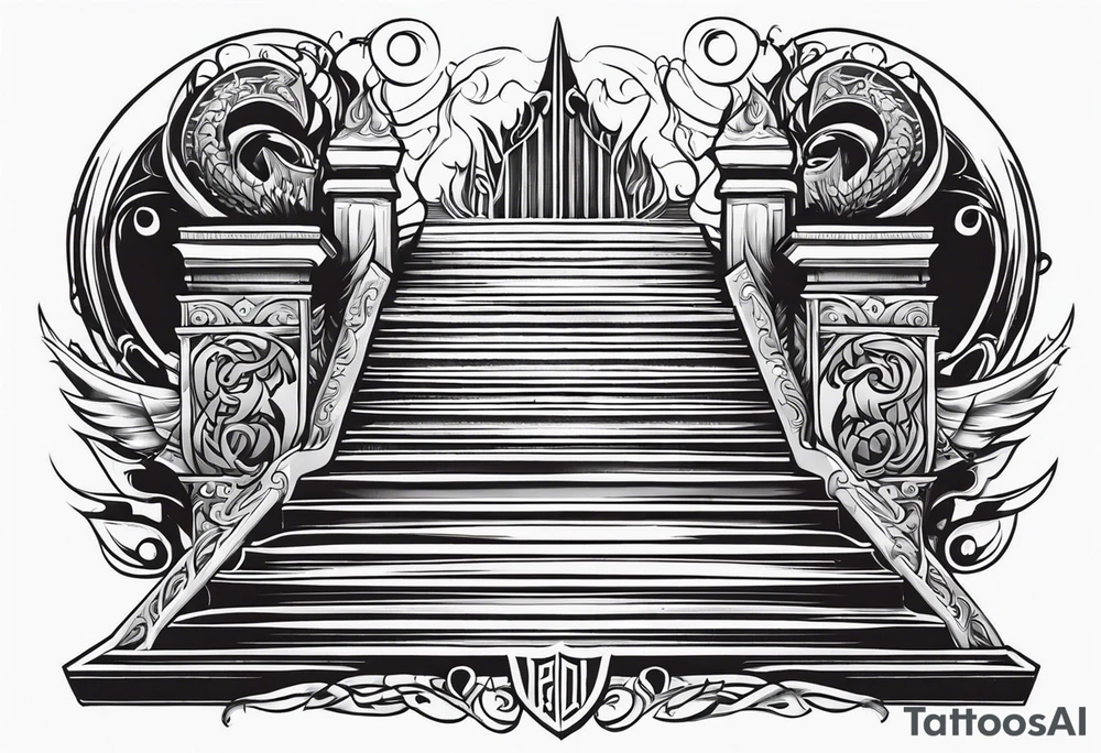 Valhalla sword shield flame
stairs tattoo idea