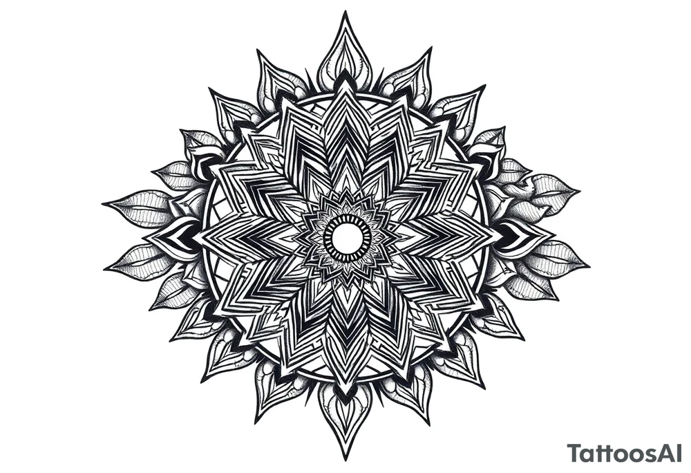 long mandala shaman and witch style mytical with ancient rhyme tattoo idea