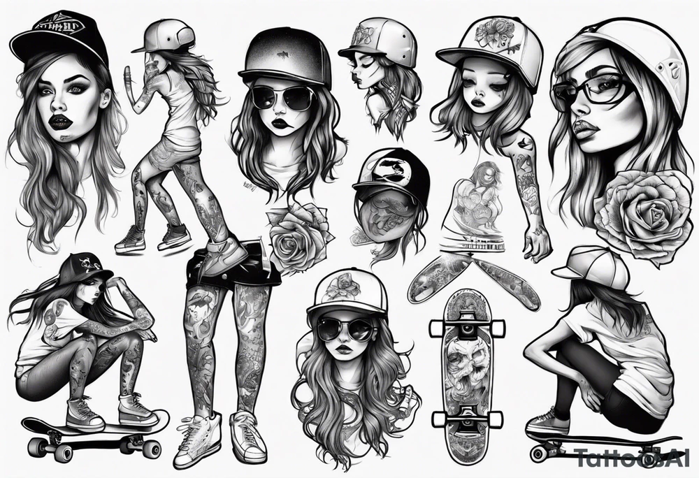 skater girl tattoo idea