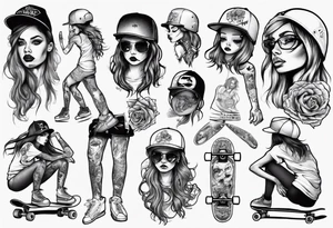 skater girl tattoo idea