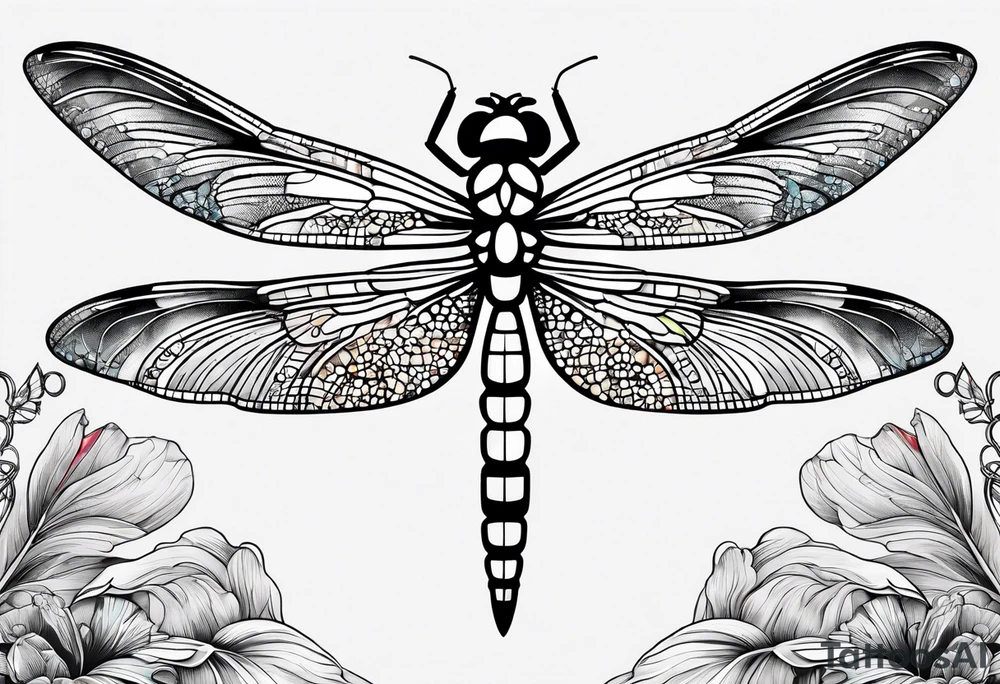 Barcode with dragonfly above tattoo idea