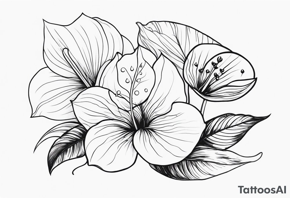 Un bouquet de fleurs avec des oeillets et des anthuriums tattoo idea