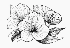 Un bouquet de fleurs avec des oeillets et des anthuriums tattoo idea