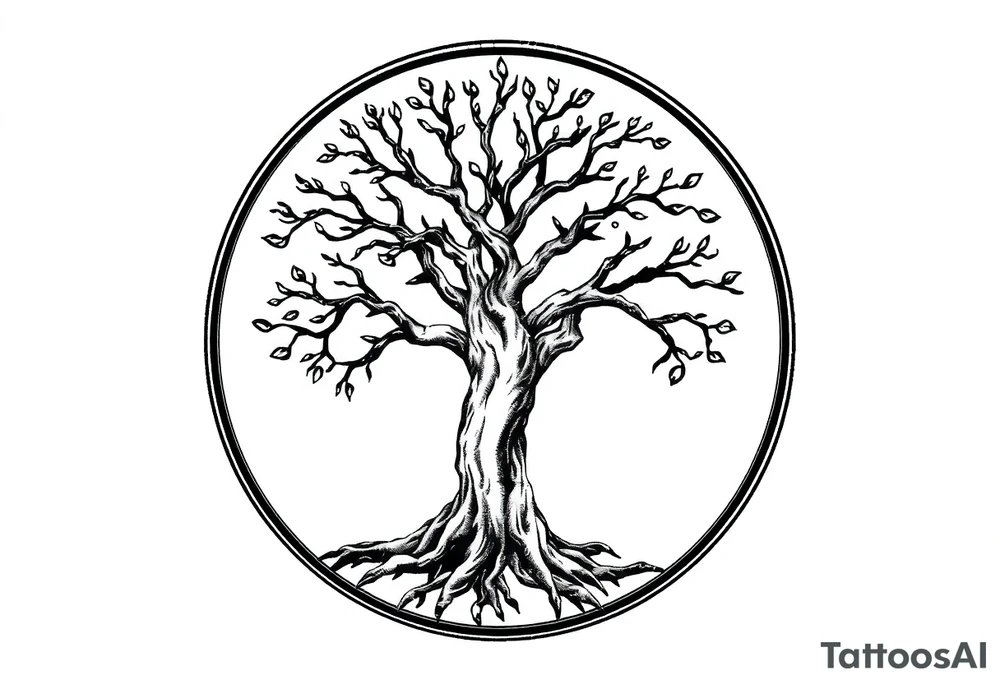 Tree of life in a circle tattoo idea