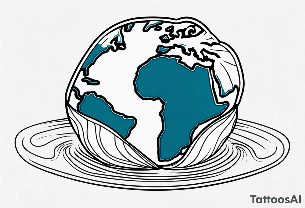 Small pretty open pearl oyster with a world in the centre instead of a pearl tattoo idea