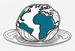 Small pretty open  pearl oyster with a world in the centre instead of a pearl tattoo idea
