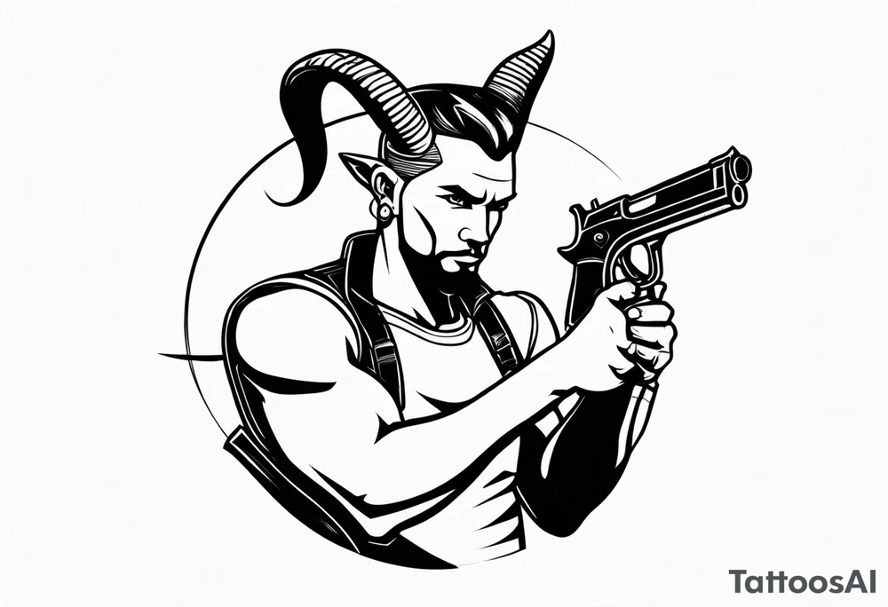 capricorn man with gun tattoo idea