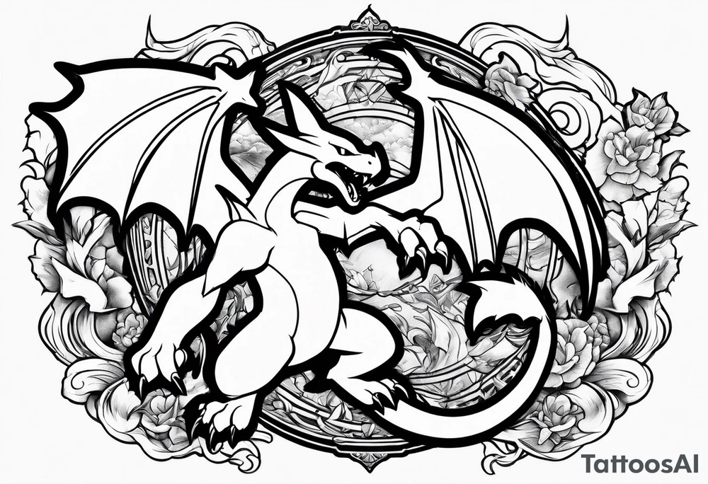 charizard fight pikachu tattoo idea