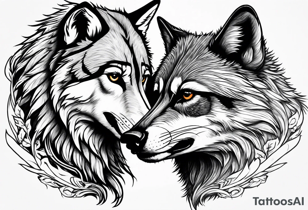 Wolf and raccoon fighting tattoo idea
