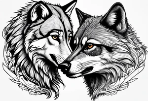 Wolf and raccoon fighting tattoo idea