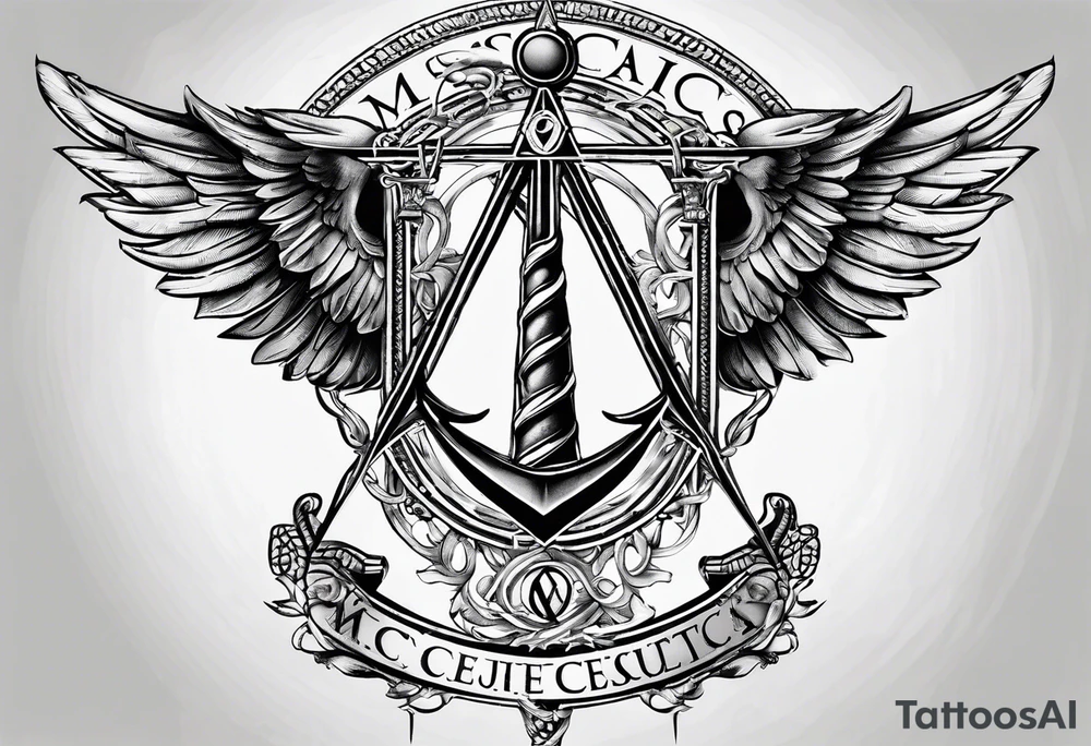 Masonic square and compass on staff of caduceus tattoo idea