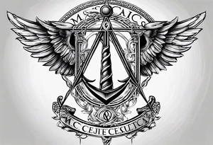 Masonic square and compass on staff of caduceus tattoo idea