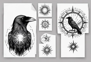 Cunning Raven with the Sun. tattoo idea
