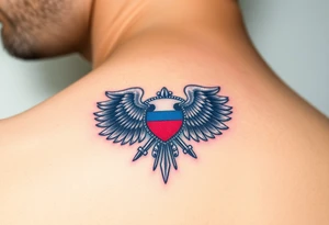 A Czech paratrooper badge with realistic shading, honoring military history with silver, red, and blue tones tattoo idea