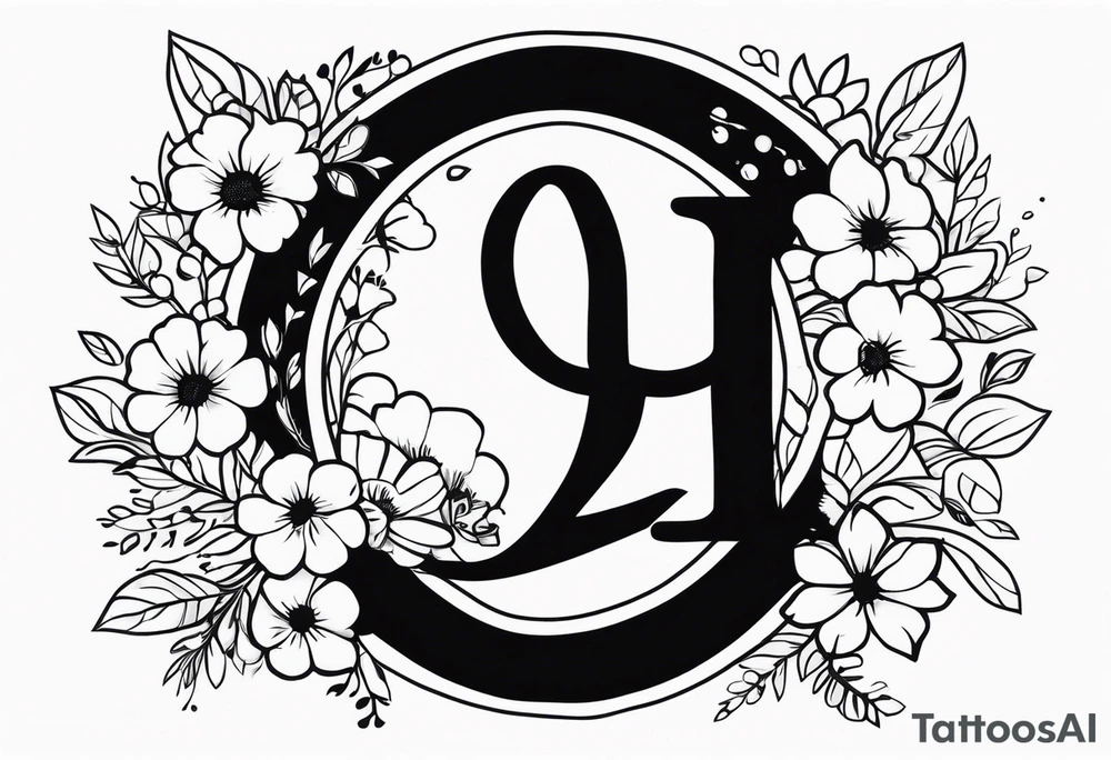Spell out Zendaya with a bed of flowers tattoo idea