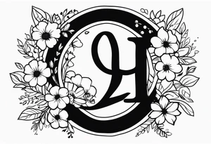 Spell out Zendaya with a bed of flowers tattoo idea