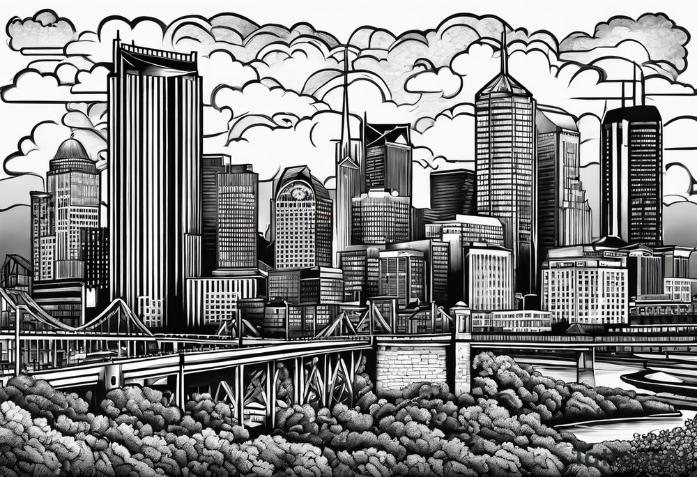 Number 615 with nashville skyline inside tattoo idea