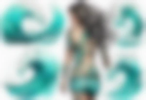 a turquoise water woman walking through crashing waves tattoo idea