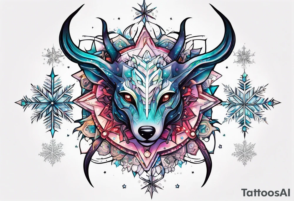 Constellation, animal alien, snowflake tattoo idea