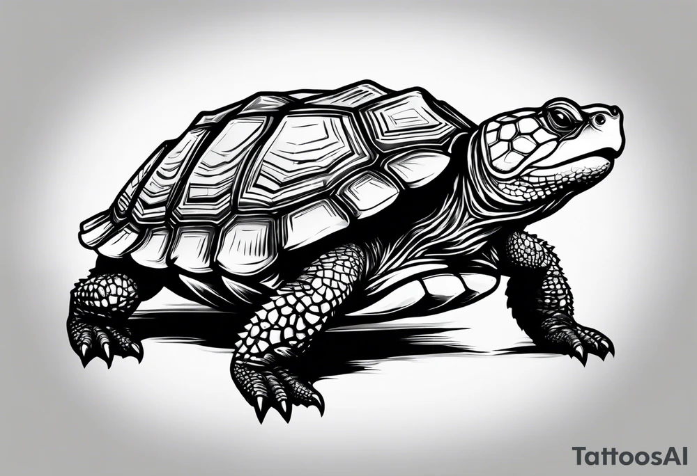 alligator snapping turtle, front view tattoo idea
