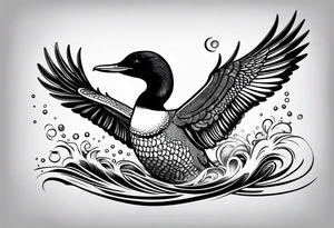 loon flying tattoo idea