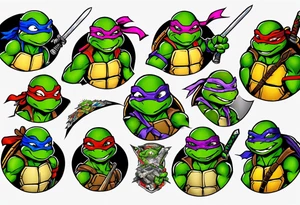 teenage mutant ninja turtles fighting sleeve tattoo idea