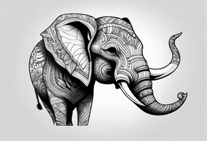 Skull with elephant, whale, rhino tattoo idea