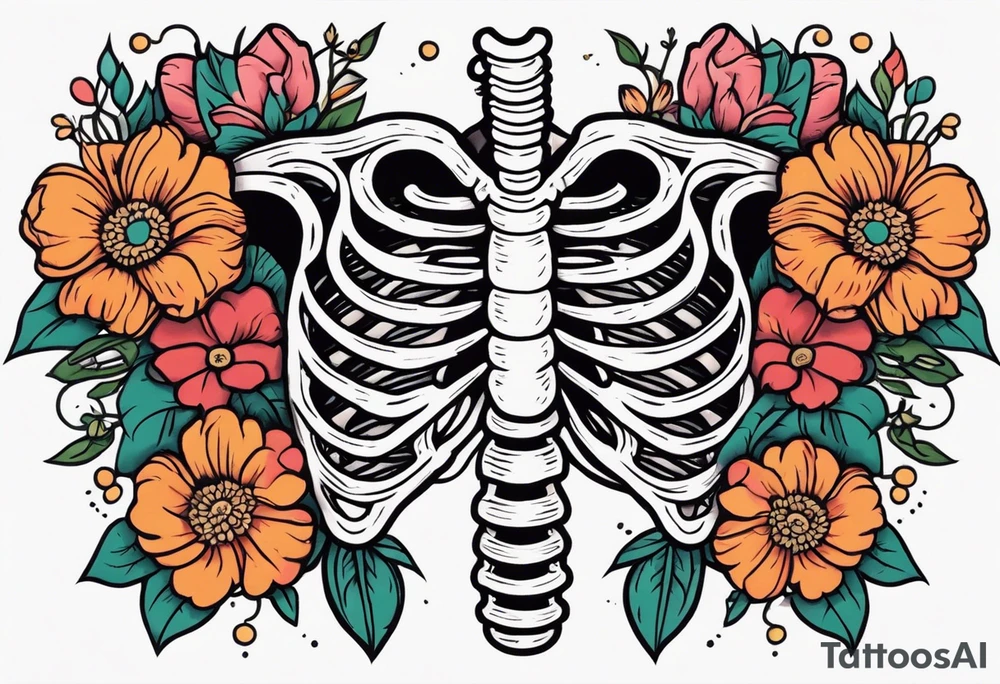 human ribs


old school vintage simple traditional design surrounded by vintage flowers


bold color simple tattoo idea