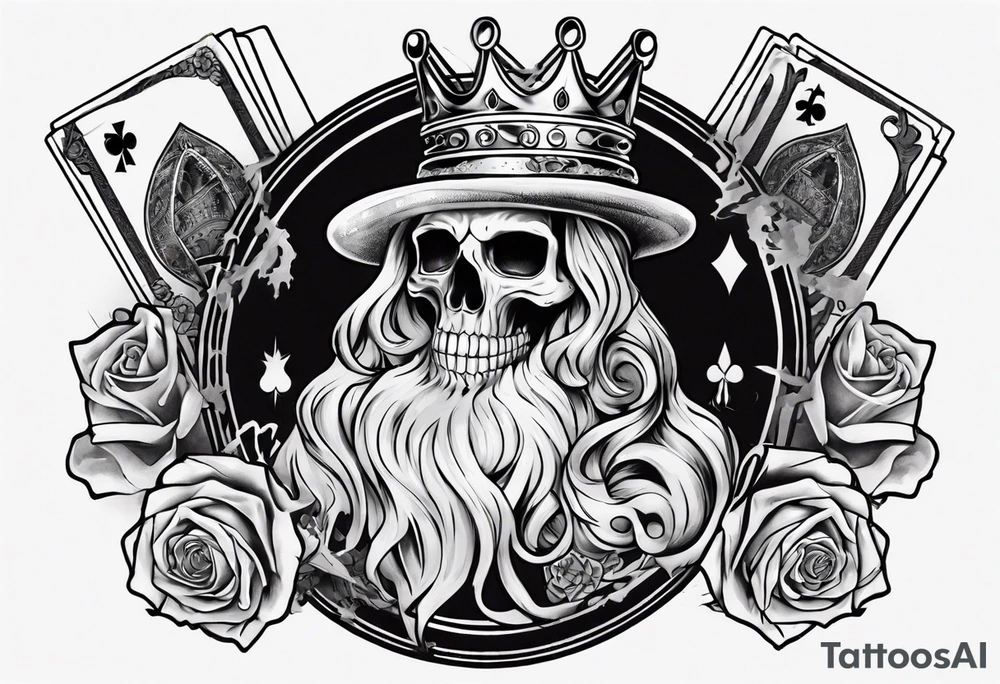 santa la muerta with money and crown
on the card tattoo idea
